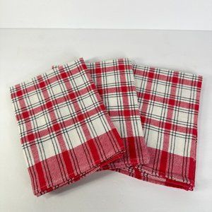 Red Black and White Plaid Kitchen Towels Set of 3